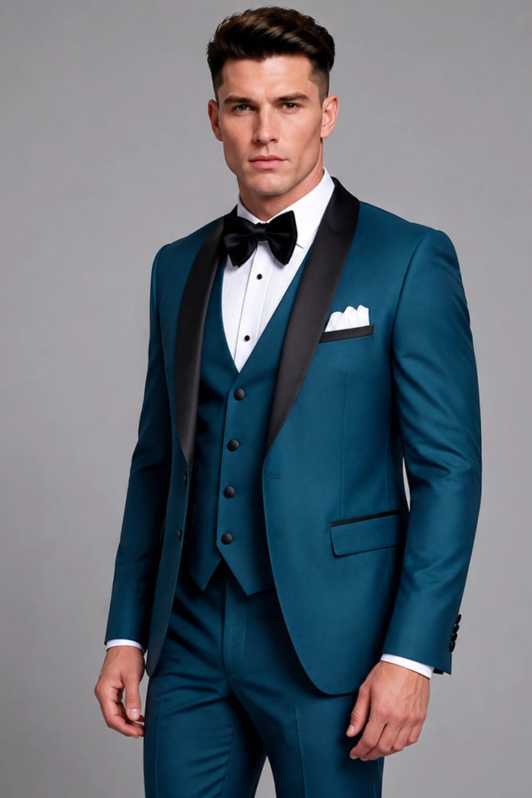 Shop Men's Solid Teal 3 Piece Tuxedo - Suit Heritage