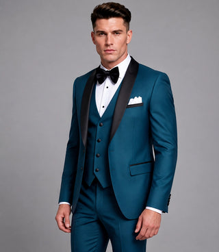 Shop Men's Solid Teal 3 Piece Tuxedo - Suit Heritage