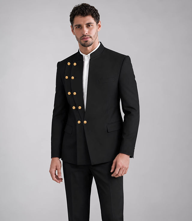 Shop Men's Stylish Black Double Breasted 2 Piece Suit - Suit Heritage