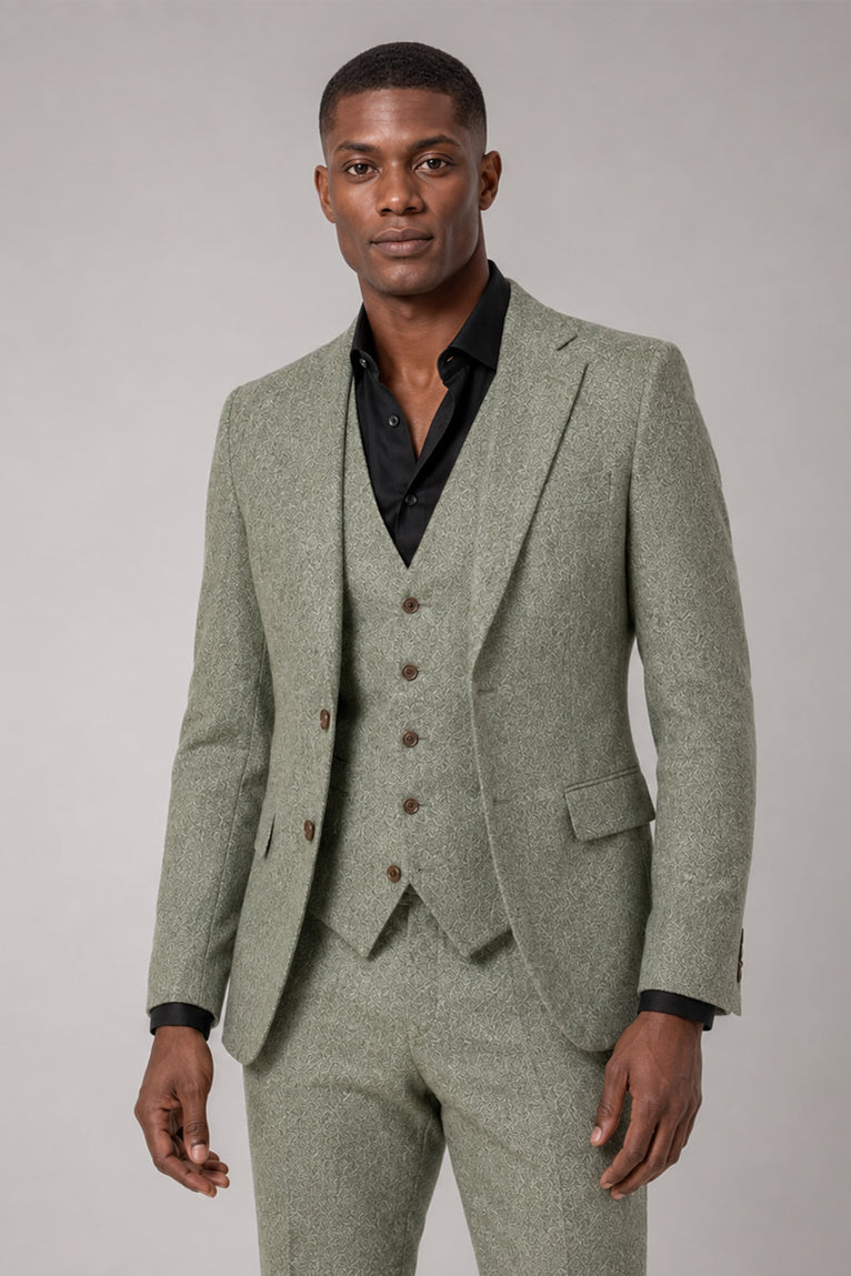 Shop Men's Tweed Light Green 3 Piece Suit - Suit Heritage