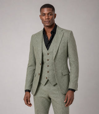 Shop Men's Tweed Light Green 3 Piece Suit - Suit Heritage