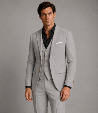 Shop Men's Tweed Solid Light Grey 3 Piece Suit - Suit Heritage