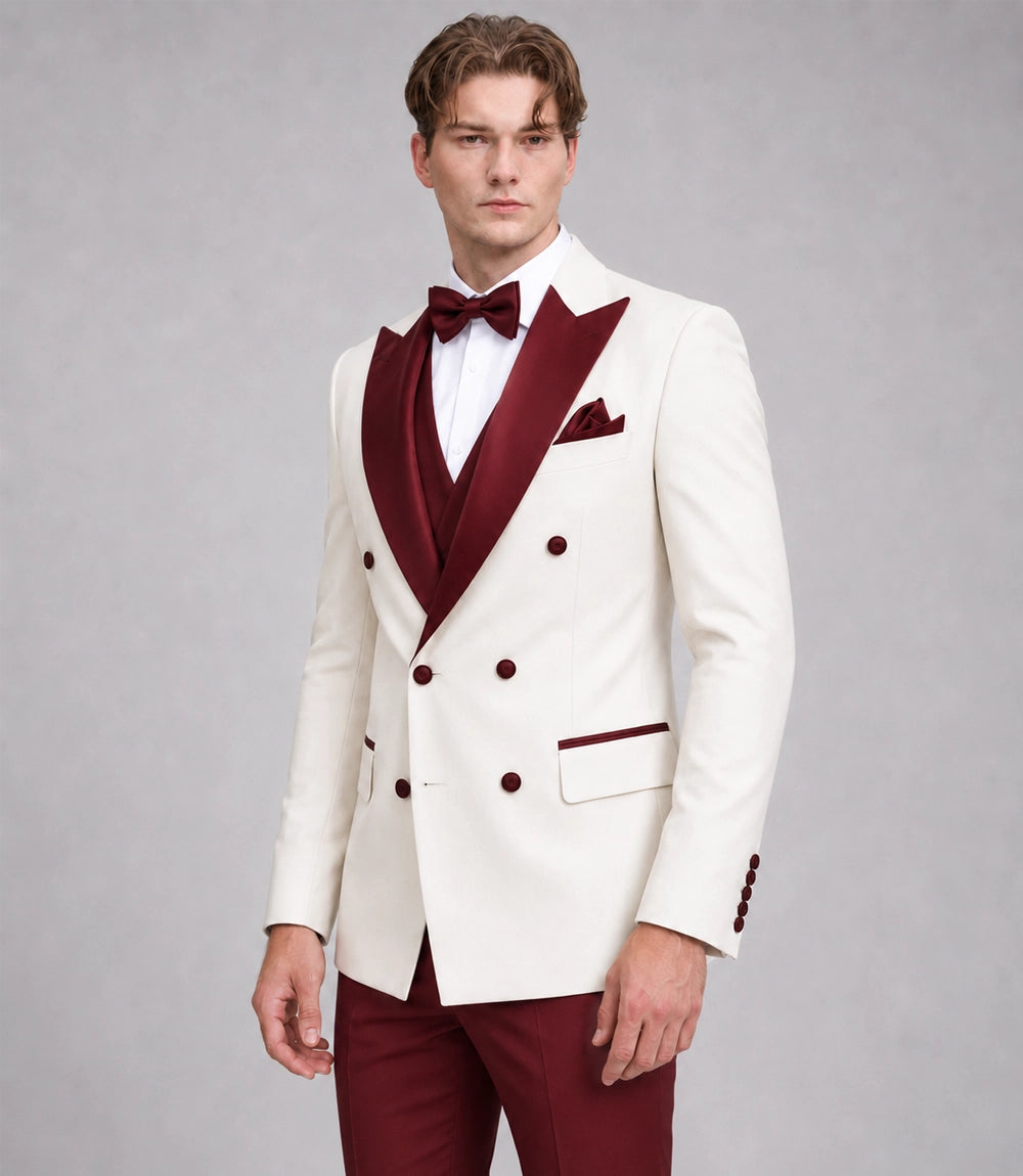 Shop Men's White & Brown Groom Wedding Suit -  Suit Heritage