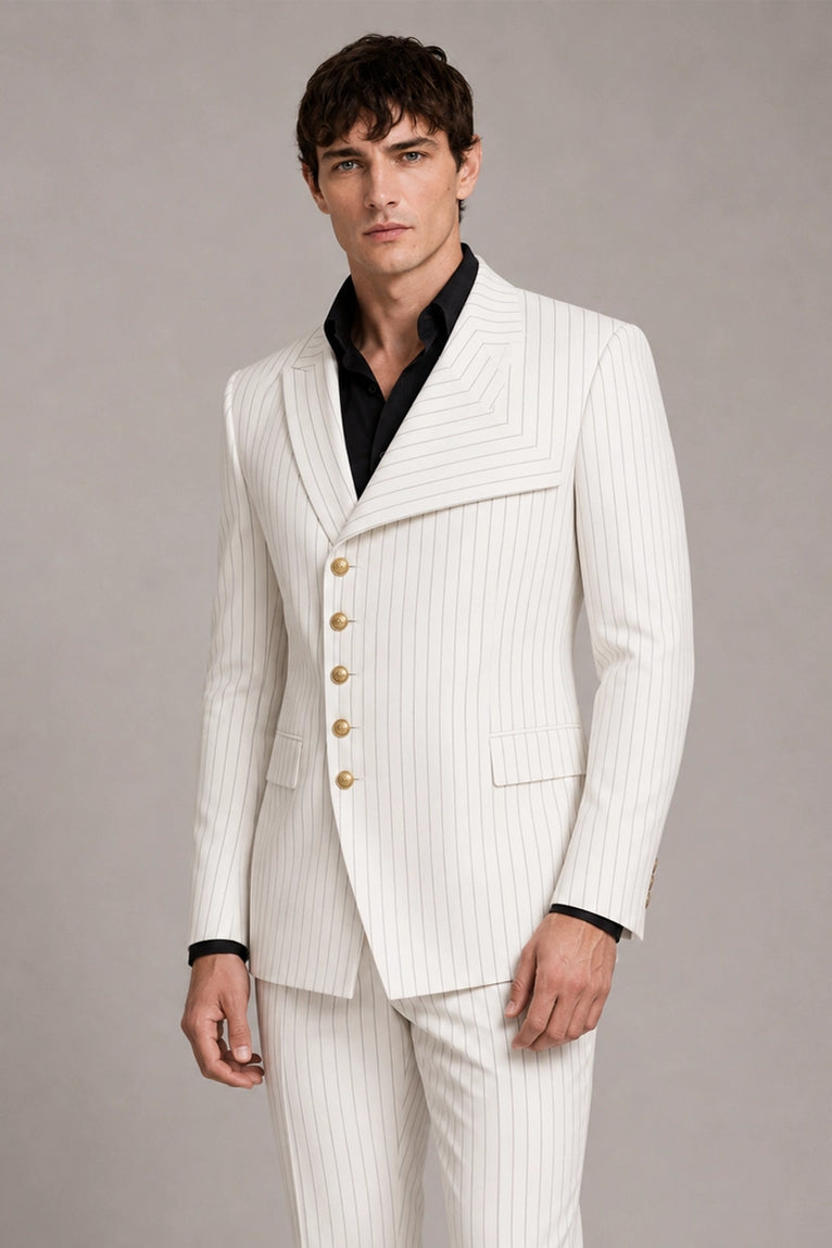 Shop Men's White Cotton Pinstripe Suit  -  Suit Heritage