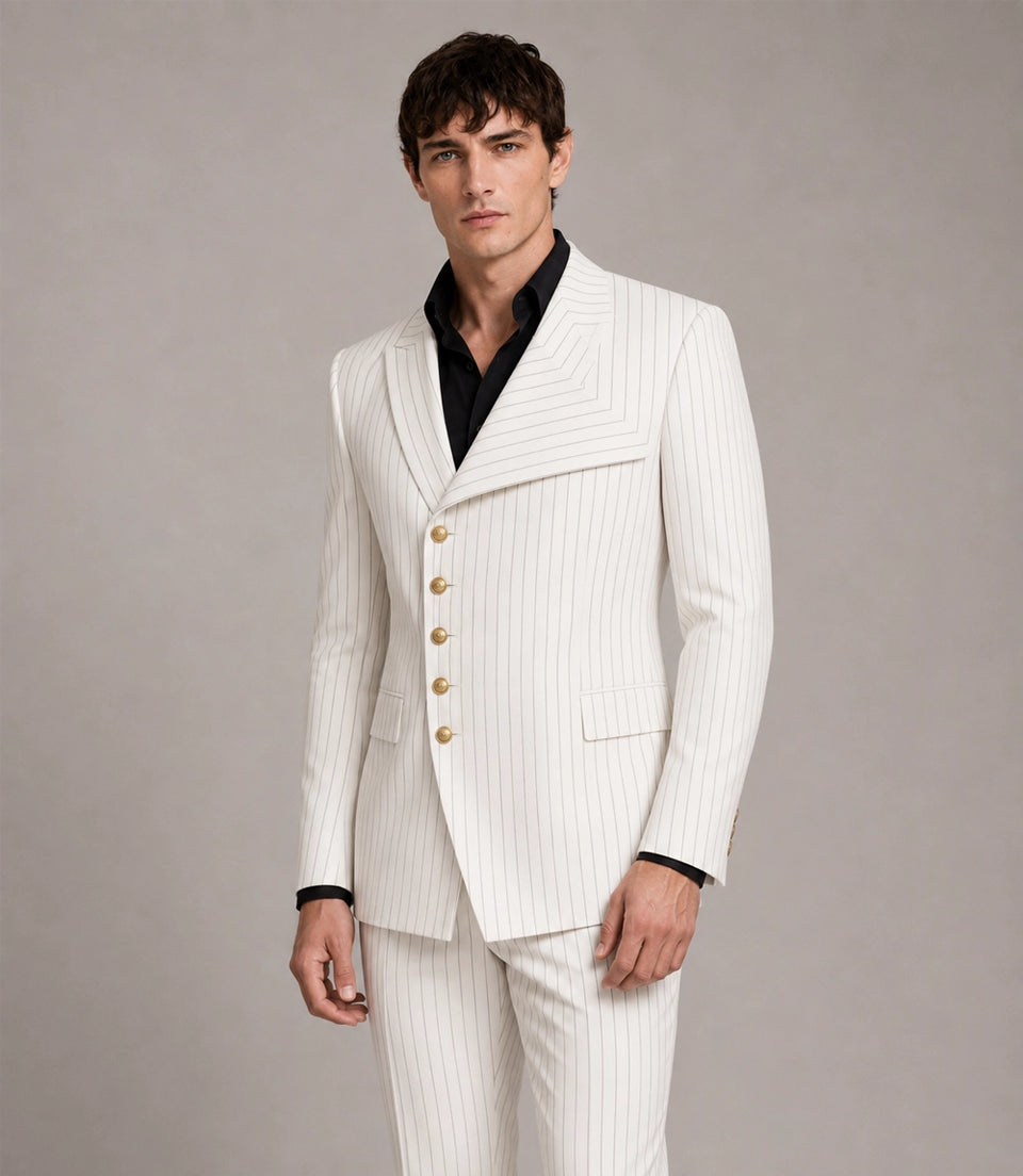 Shop Men's White Cotton Pinstripe Suit  -  Suit Heritage
