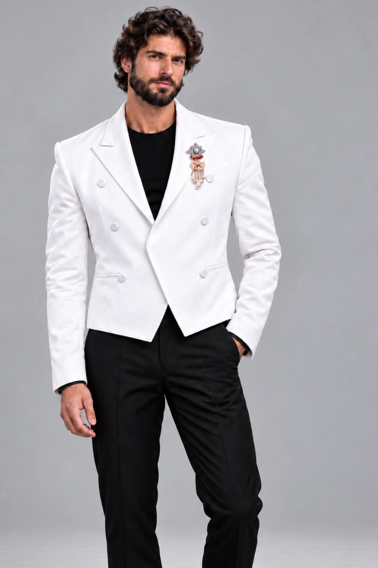 Shop Men's White Cropped Wedding Suit  -  Suit Heritage