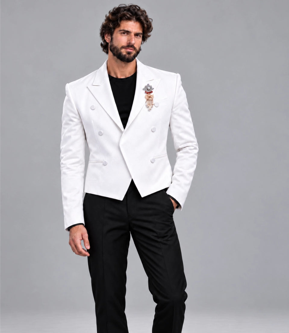 Shop Men's White Cropped Wedding Suit  -  Suit Heritage