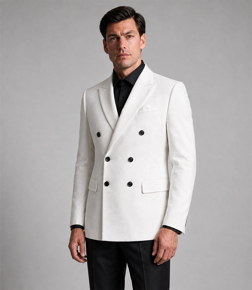 Shop Men's White Double Breasted Business Suit - Suit Heritage
