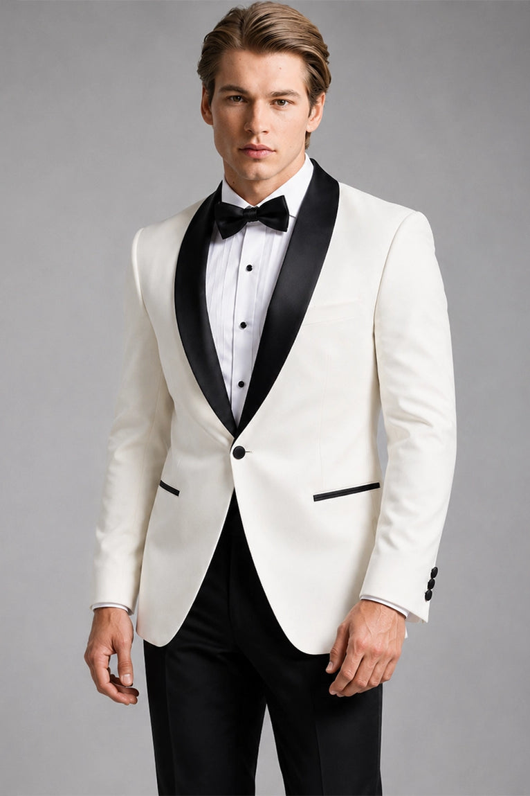 Shop Men's White Groomsmen Tuxedo -  Suit Heritage