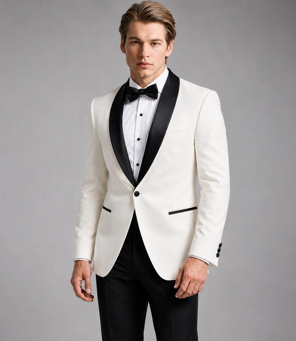Shop Men's White Groomsmen Tuxedo -  Suit Heritage