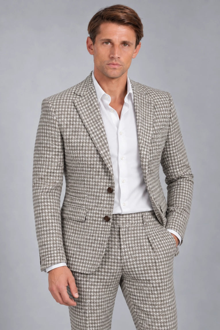 Shop Men's White Houndstooth 2 Piece Suit - Suit Heritage