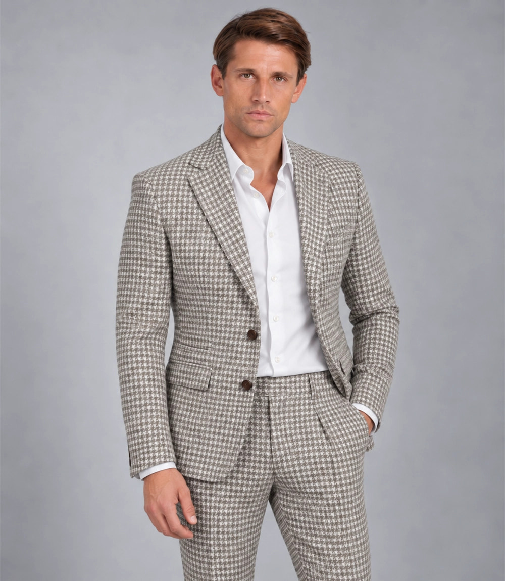 Shop Men's White Houndstooth 2 Piece Suit - Suit Heritage