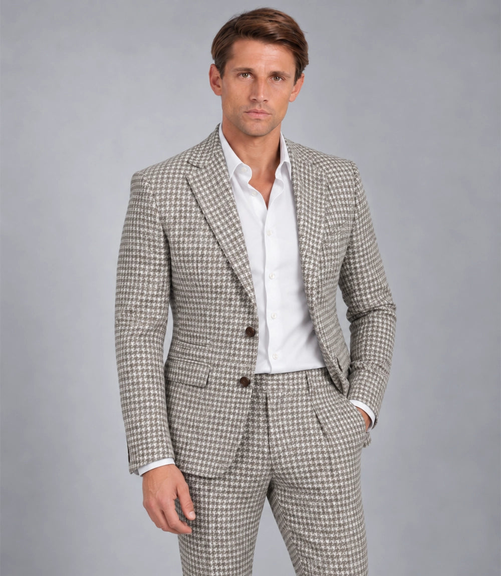 Shop Men's White Houndstooth 2 Piece Suit - Suit Heritage