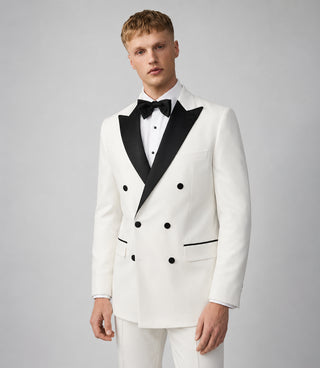 Men's White Peak Lapel Double Breasted Tuxedo - Suit Heritage