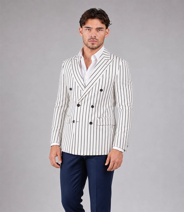 Shop Men's White Pinstripe Double Breasted Suit - Suit Heritage