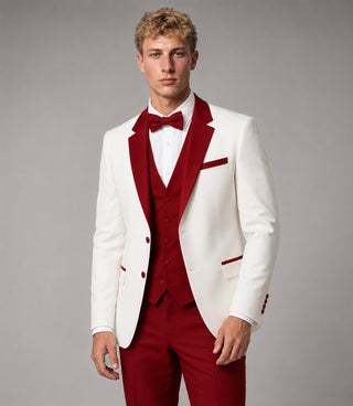 Shop Men's White & Red 3 Piece Tuxedo - Suit Heritage