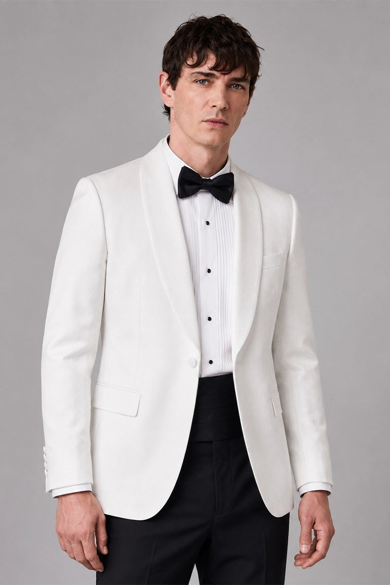 Shop Men's White Shawl Lapel Dinner Jacket - Suit Heritage