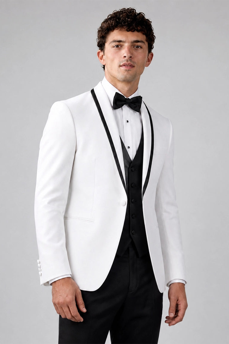 Shop Men's White Shawl Lapel Tuxedo - Suit Heritage