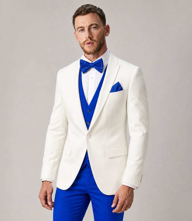 Shop Men's White and Blue Wedding Tuxedo - Suit Heritage