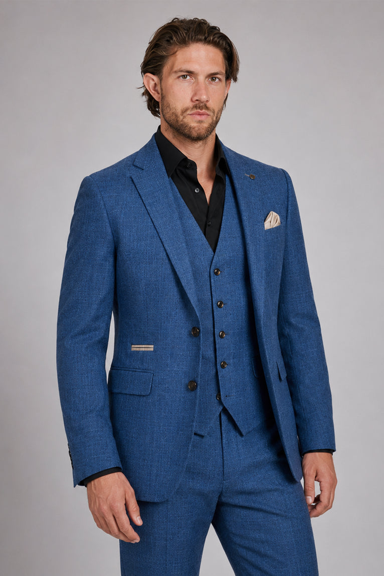 Shop Men's Wool Plaid Blue 3 Piece Suit - Suit Heritage