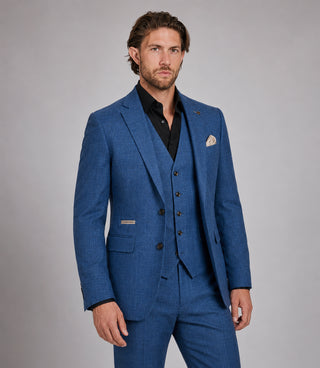 Shop Men's Wool Plaid Blue 3 Piece Suit - Suit Heritage