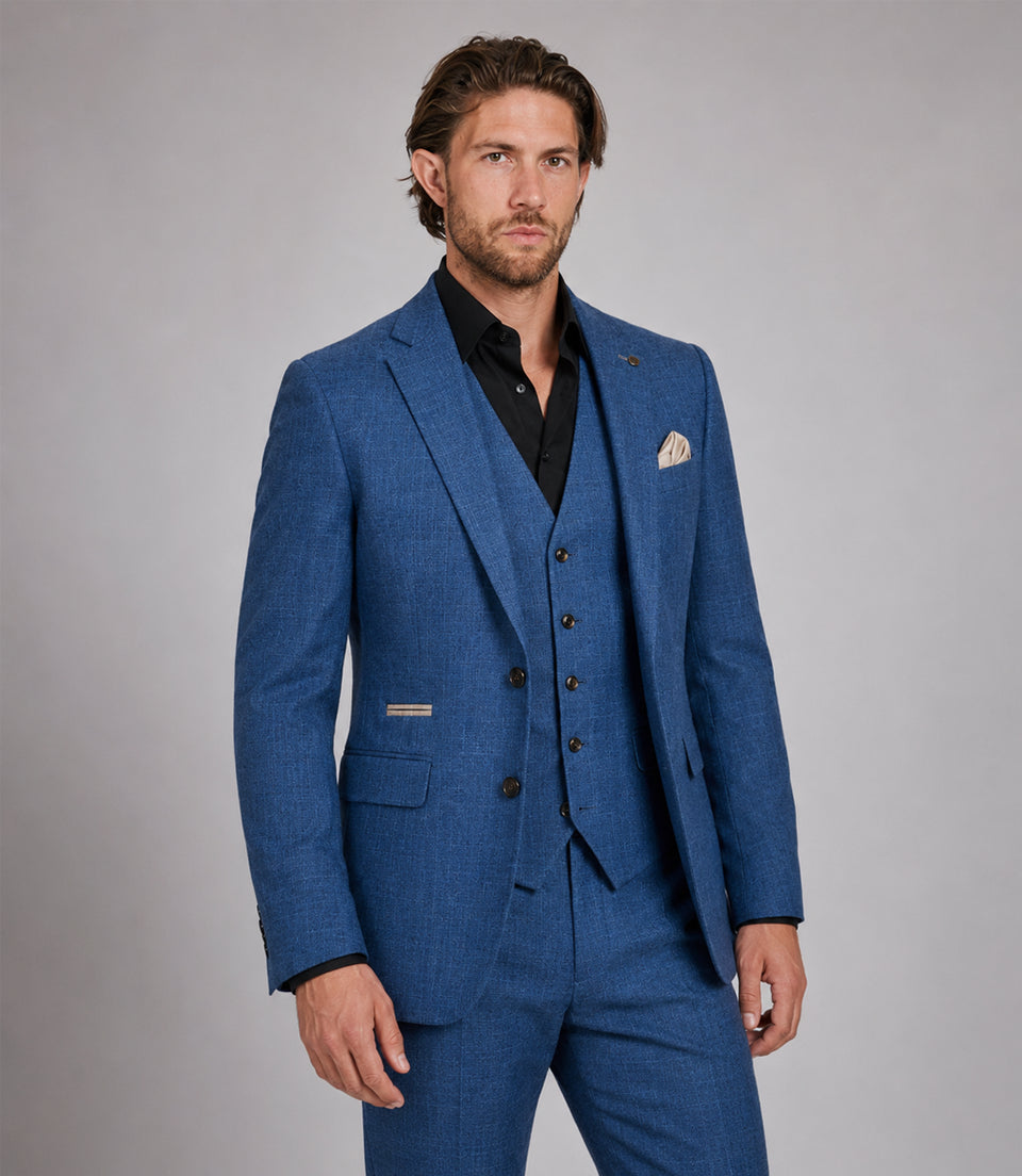 Shop Men's Wool Plaid Blue 3 Piece Suit - Suit Heritage