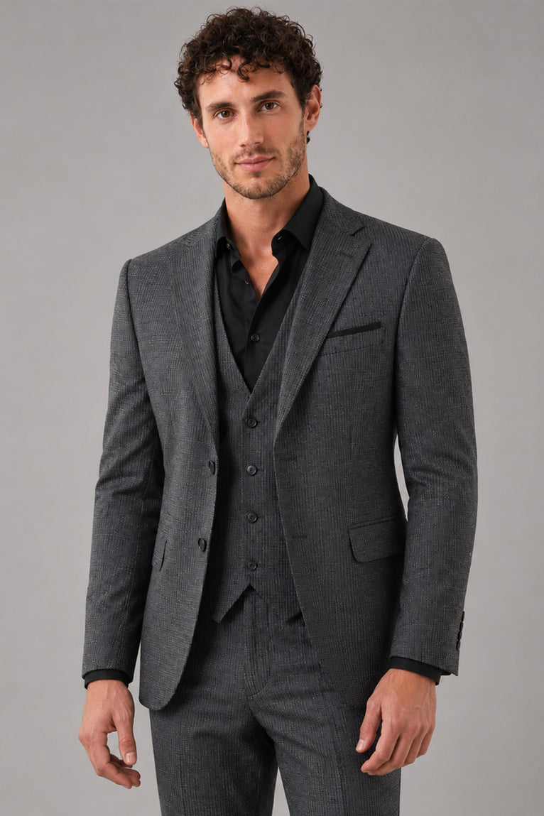 Shop Men's Wool Plaid Grey 3 Piece Suit - Suit Heritage