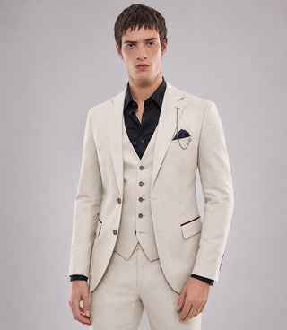Shop Men's Wool Solid Cream 3 Piece Suit - Suit Heritage