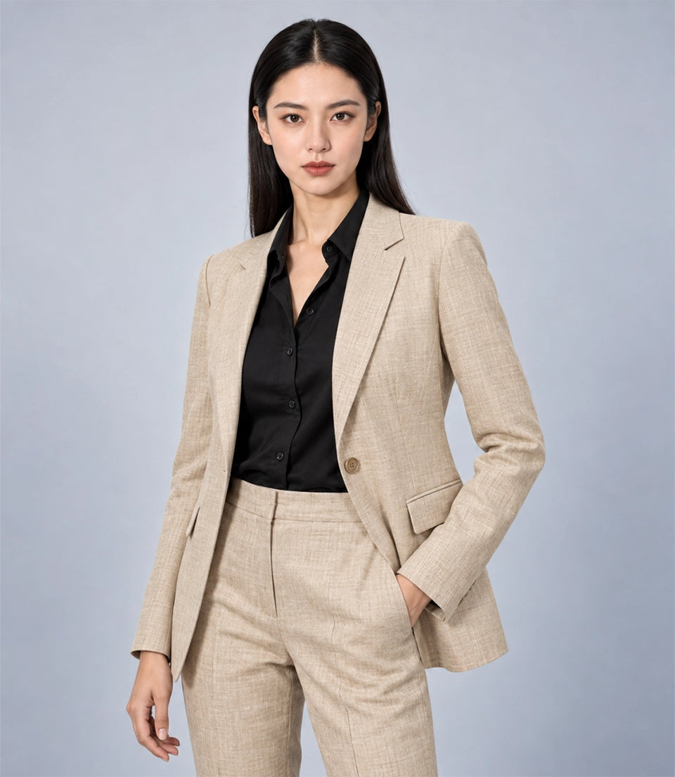 Shop Women's Beige Linen 2 Piece Suit - Suit Heritage