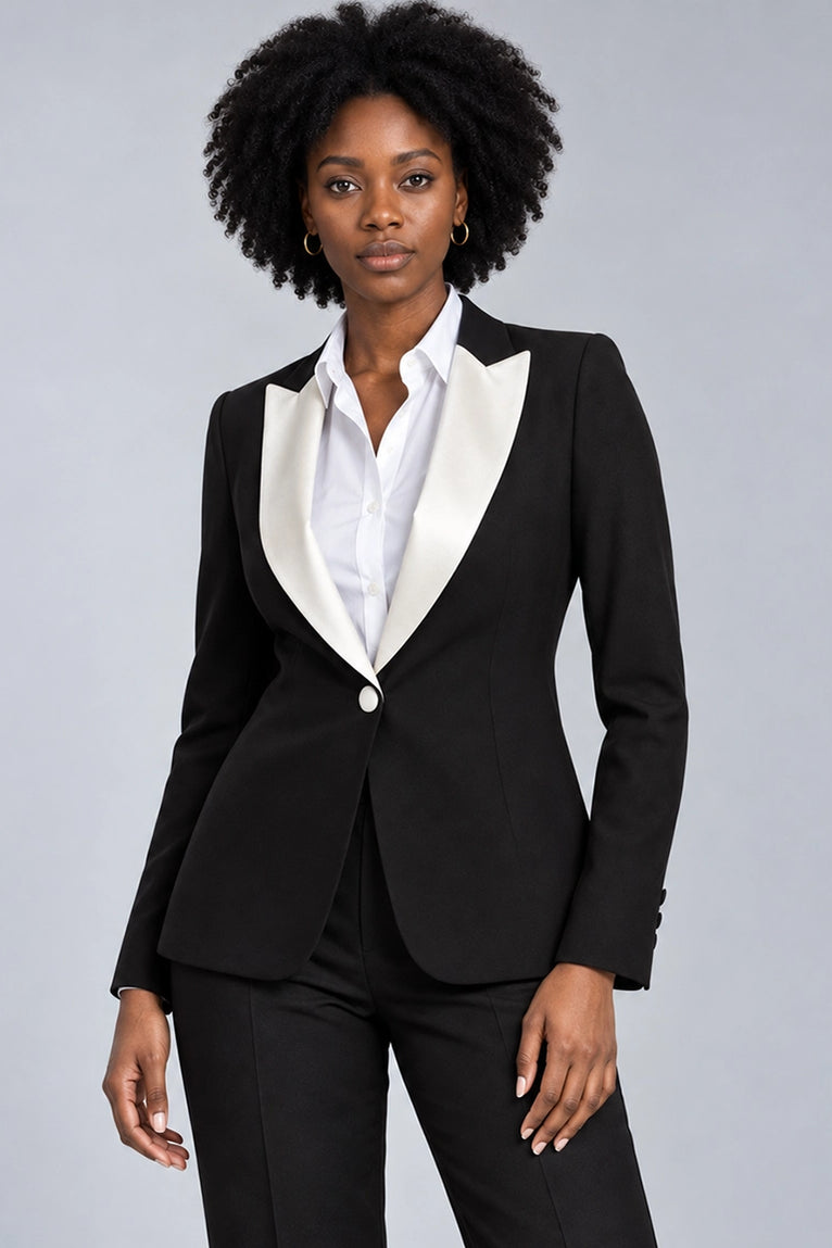 Shop Women's Black Contrast Lapel Tuxedo -  Suit Heritage
