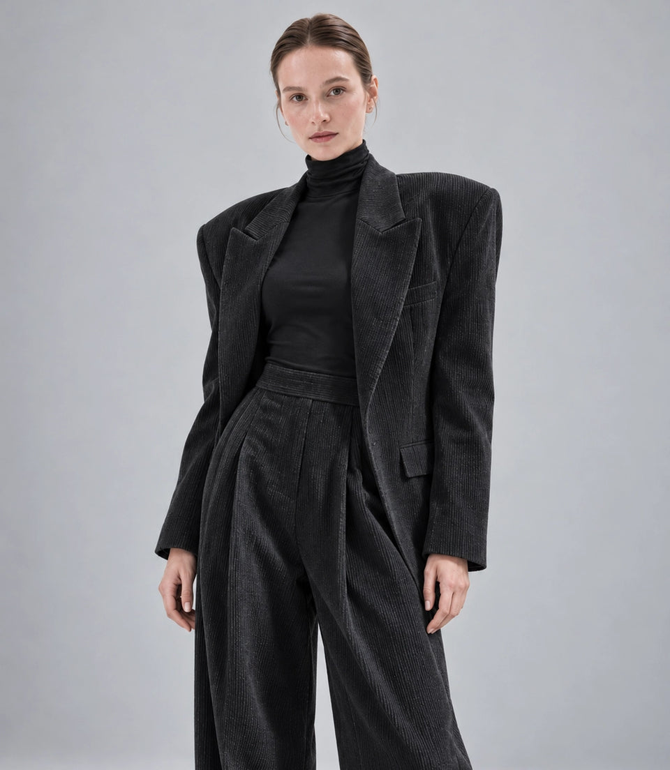 Shop Women's Black Corduroy Baggy Suit -  Suit Heritage