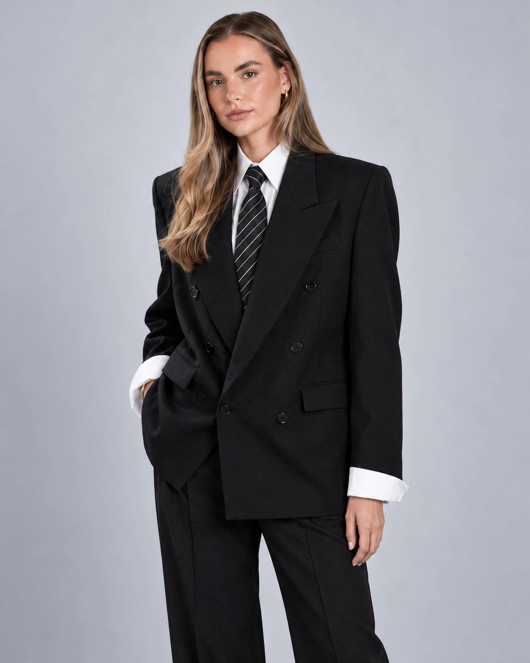 Shop Women's Black Oversized Tailored Pantsuit -  Suit Heritage