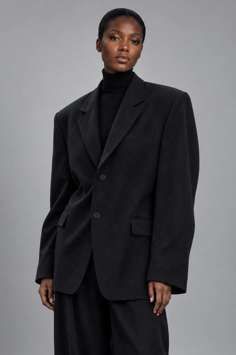 Shop Women's Black Wool Loose Fit Suit -  Suit Heritage