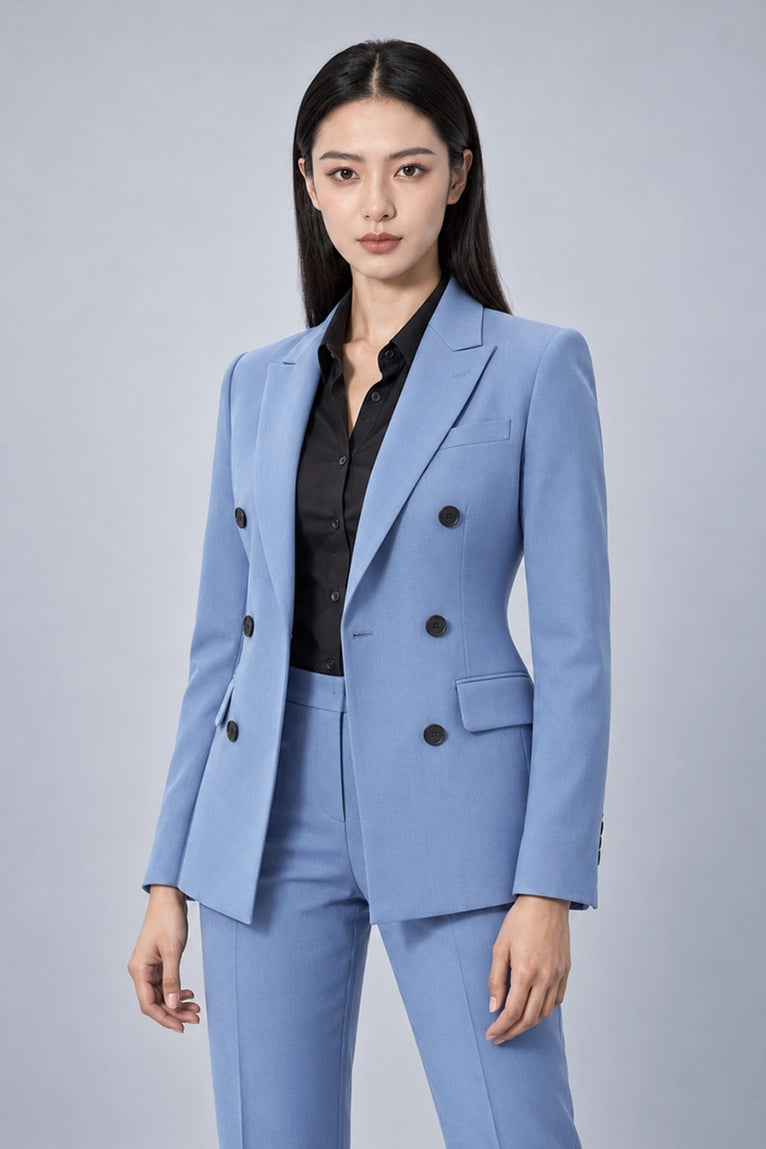 Shop Women's Blue Double Breasted 2 Piece Suit - Suit Heritage