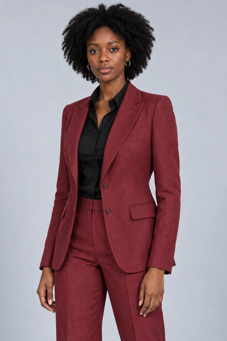Shop Women's Burgundy Linen 2 Piece Suit - Suit Heritage
