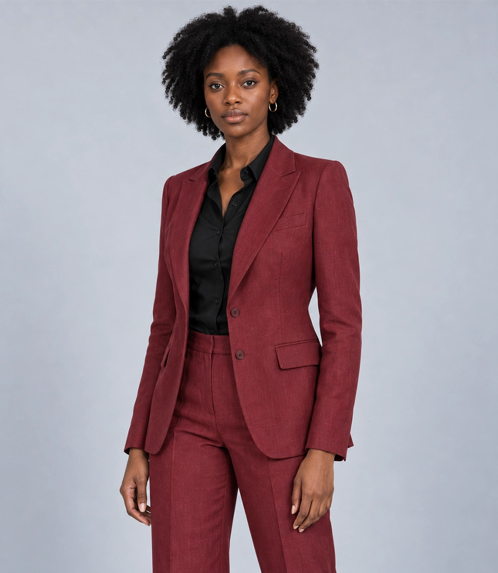 Shop Women's Burgundy Linen 2 Piece Suit - Suit Heritage