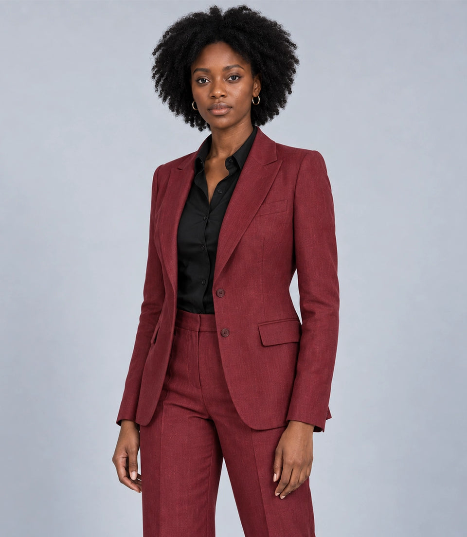 Shop Women's Burgundy Linen 2 Piece Suit - Suit Heritage