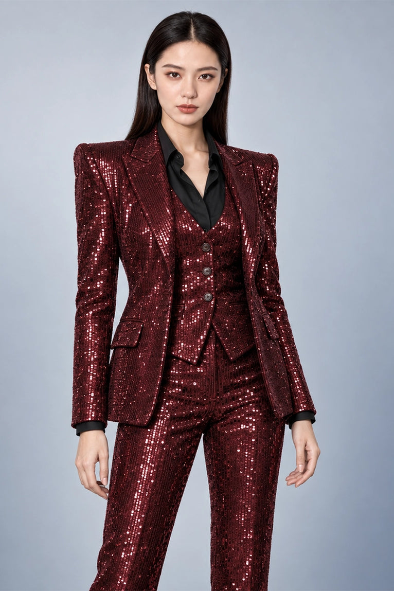 Shop Women's Burgundy Sequin Suit - Suit Heritage