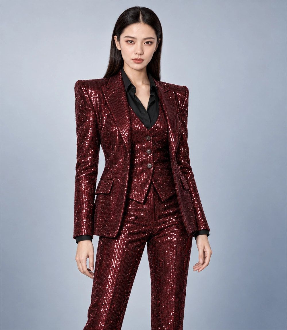 Shop Women's Burgundy Sequin Suit - Suit Heritage
