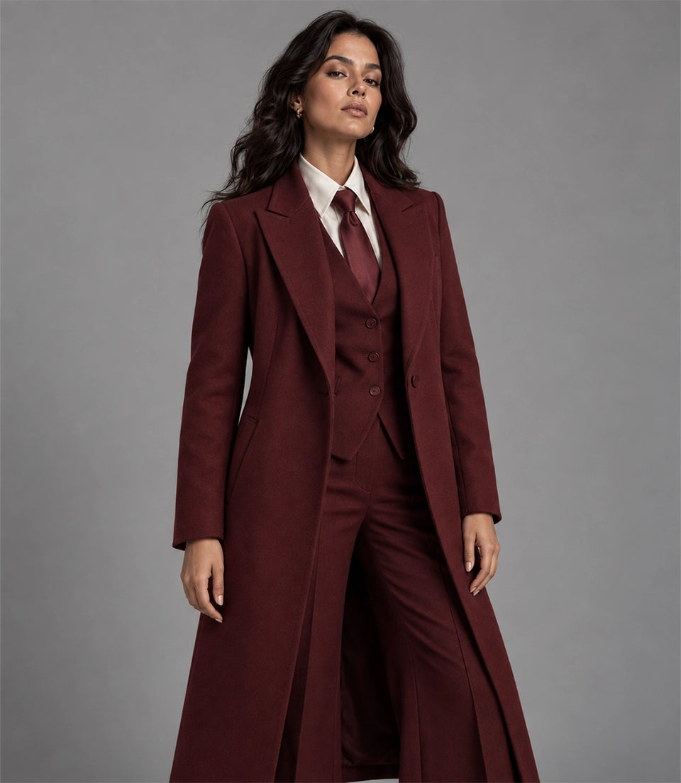 Shop Women's Burgundy Wool Blend 3 Piece Suit - Suit Heritage