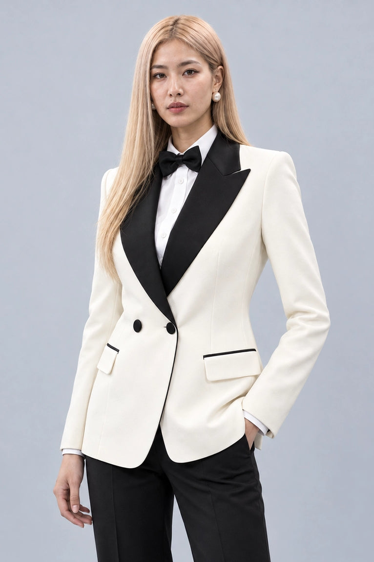 Shop Women's Contrast Wide Lapel Tuxedo  -  Suit Heritage