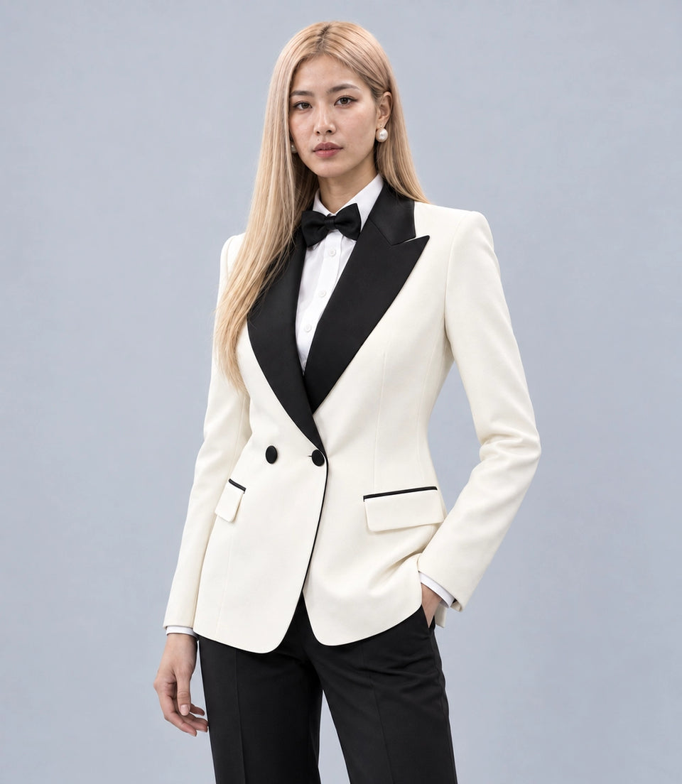 Shop Women's Contrast Wide Lapel Tuxedo  -  Suit Heritage
