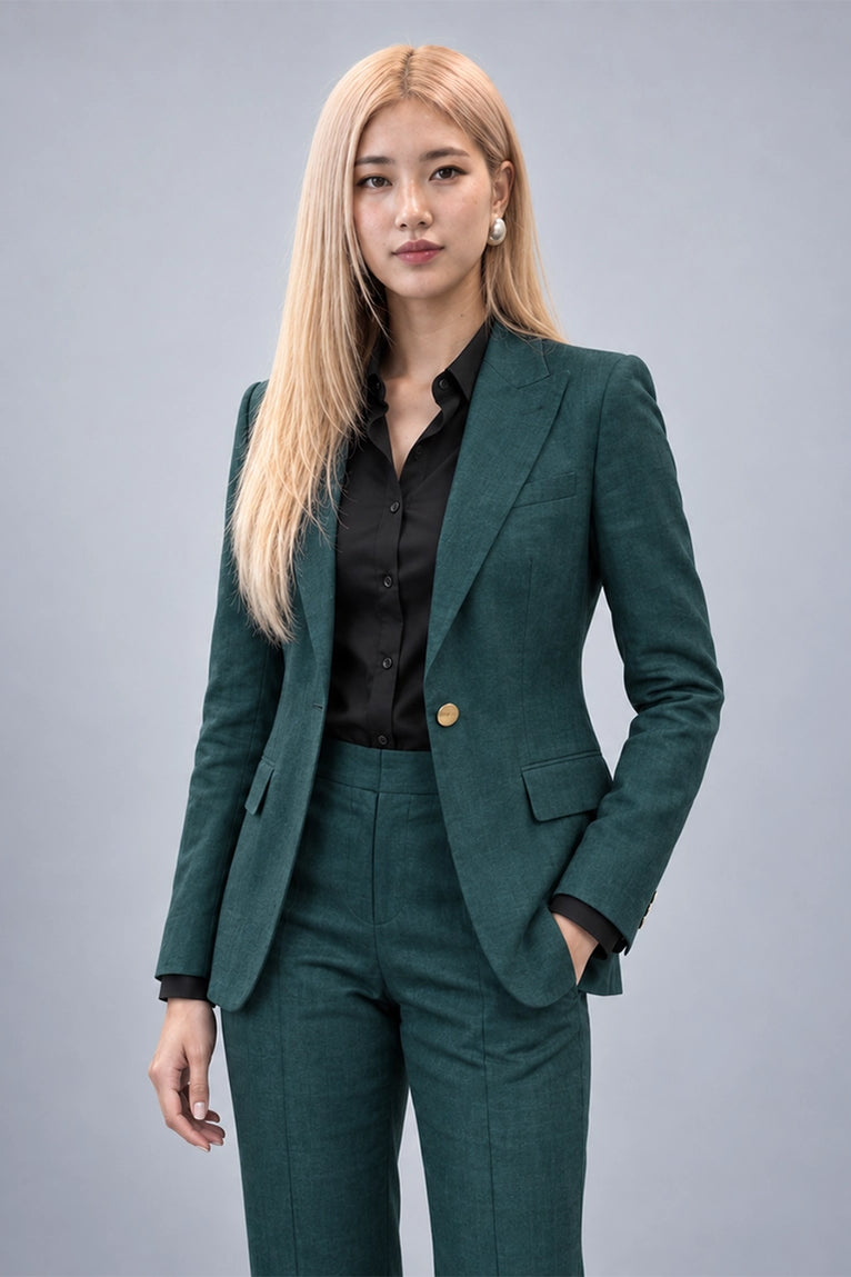 Shop Women's Green Linen 2 Piece Suit - Suit Heritage