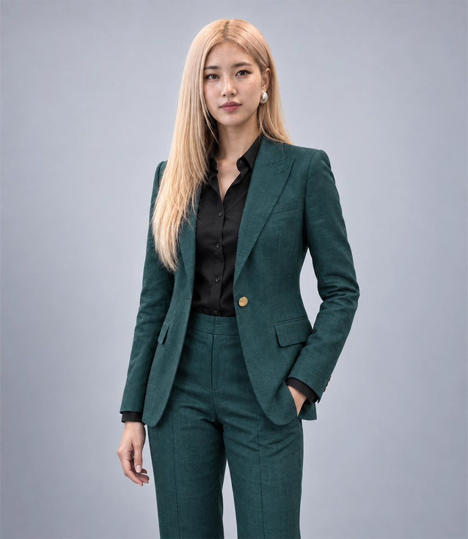 Shop Women's Green Linen 2 Piece Suit - Suit Heritage
