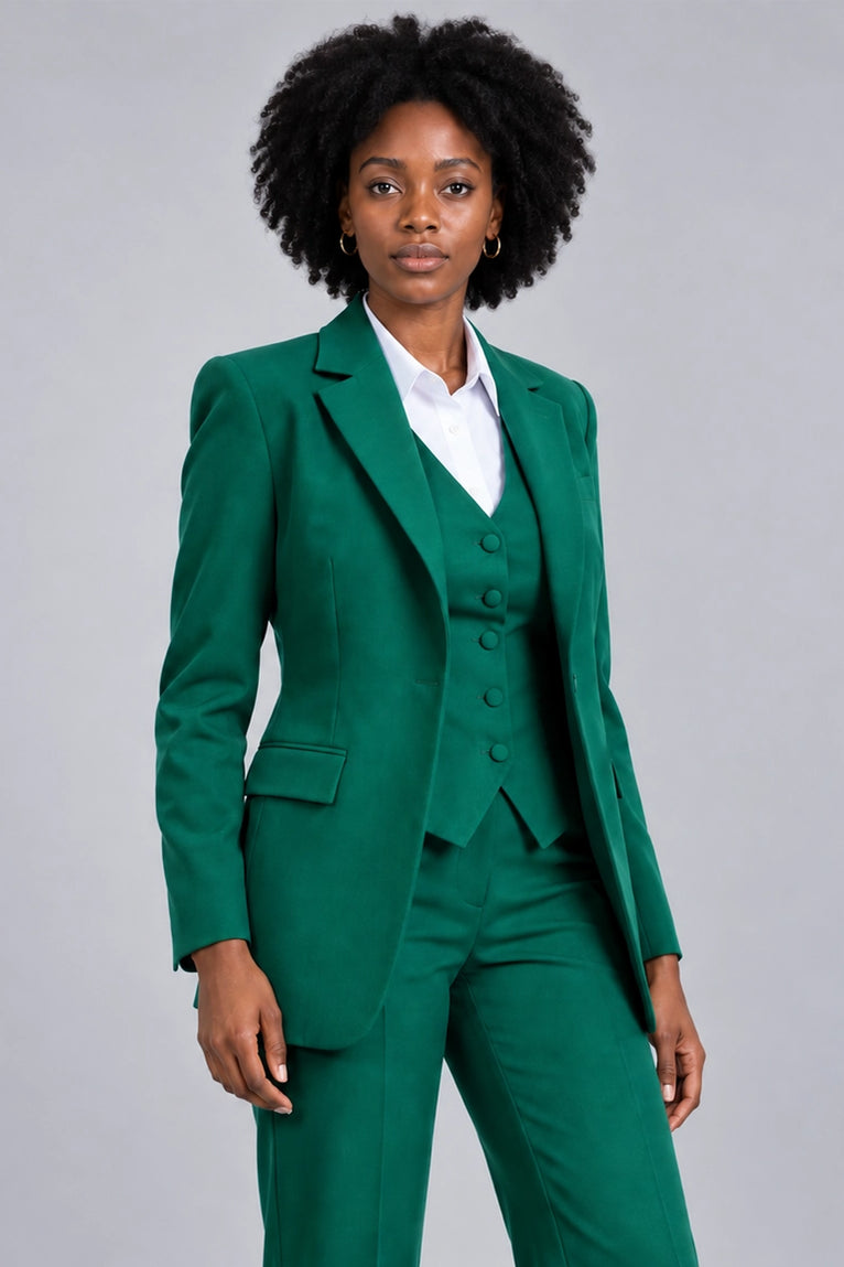 Shop Women's Green Solid 3 Piece Suit -  Suit Heritage