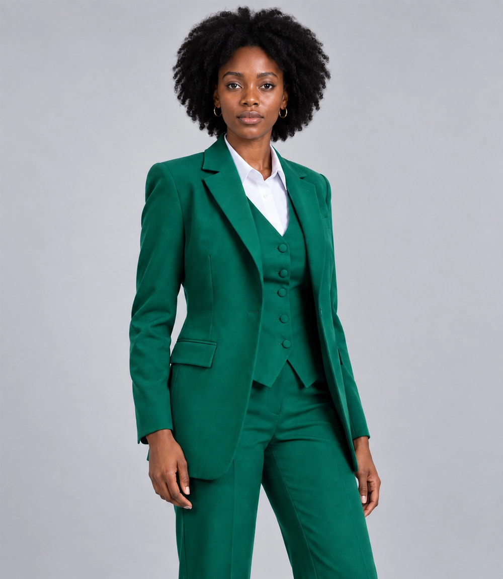 Shop Women's Green Solid 3 Piece Suit -  Suit Heritage