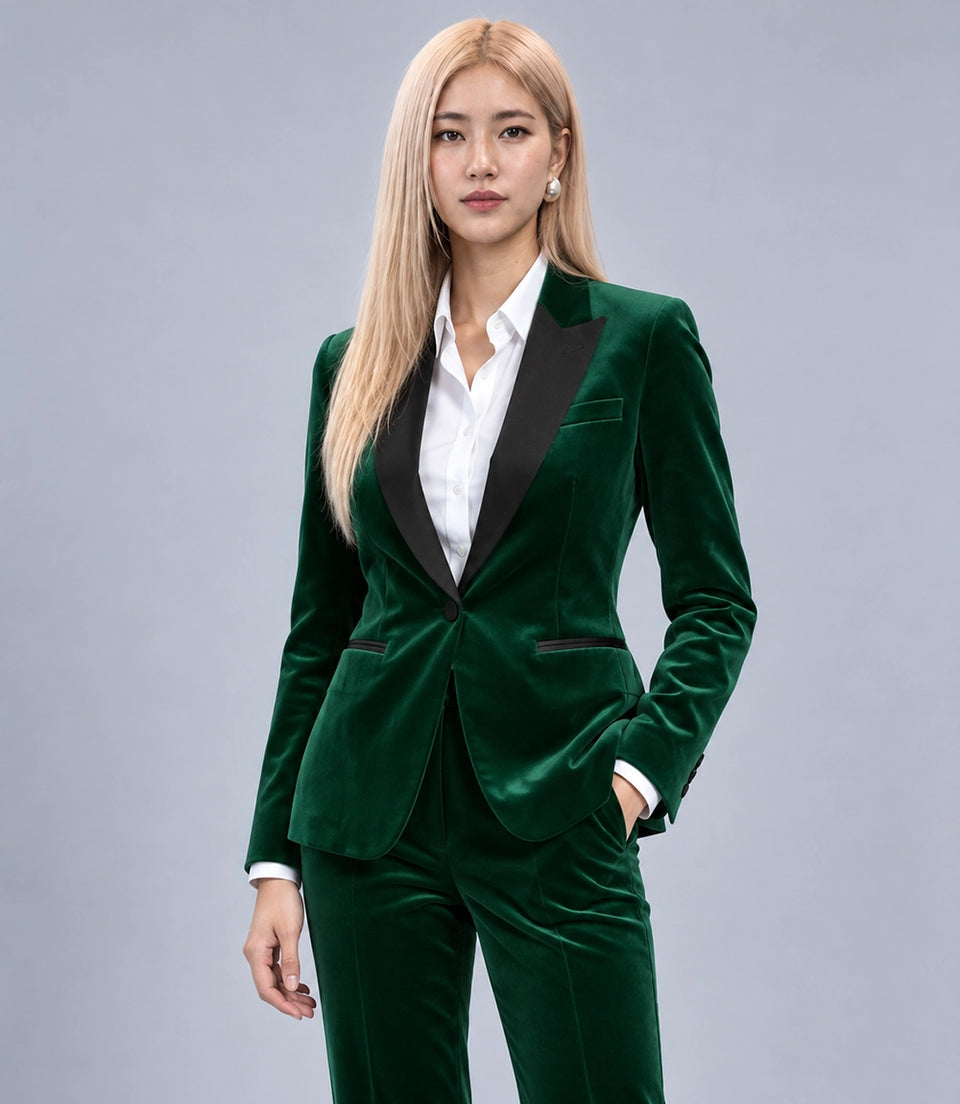 Shop  Women's Green Velvet Tuxedo -  Suit Heritage