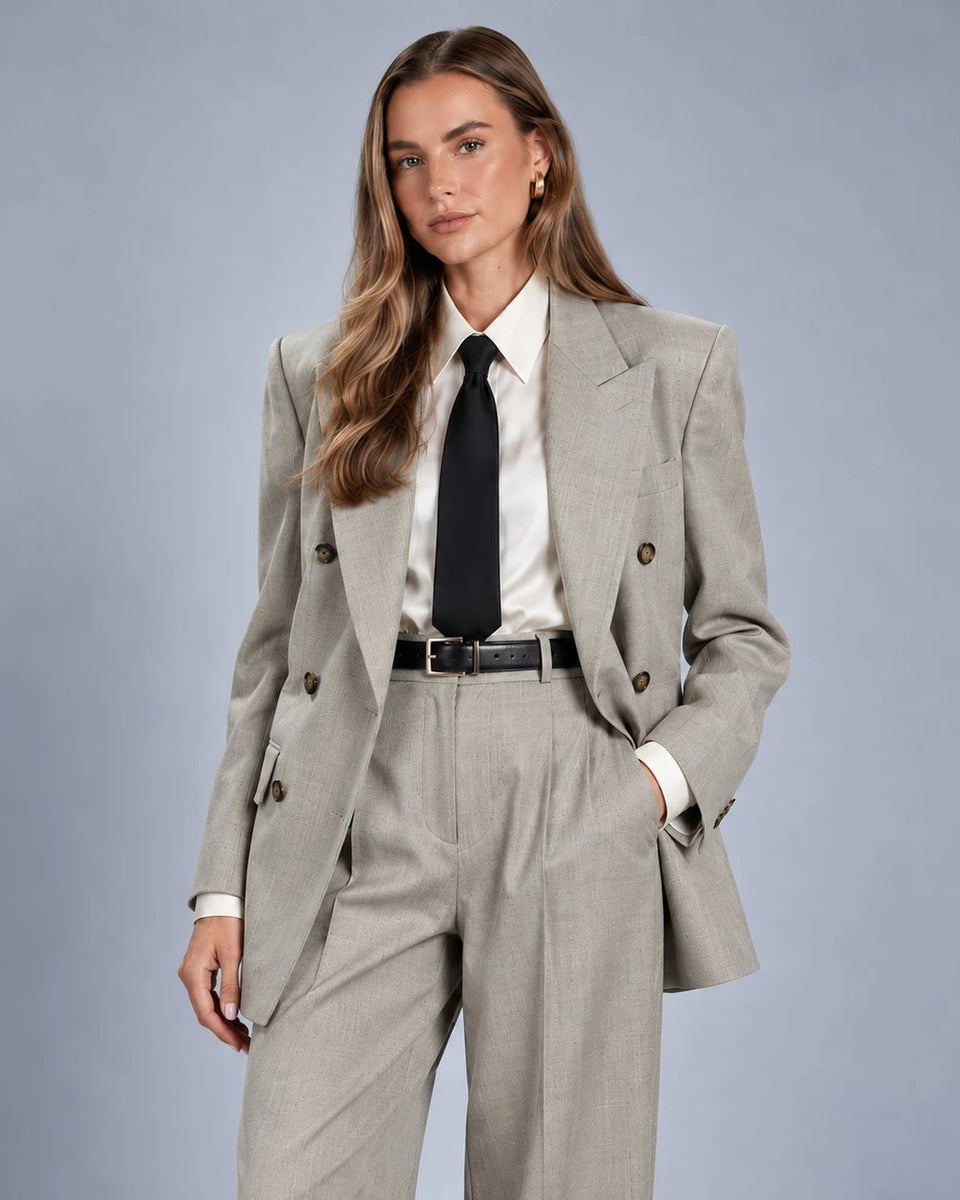 Shop Women's Greige oversized Suit  -  Suit Heritage
