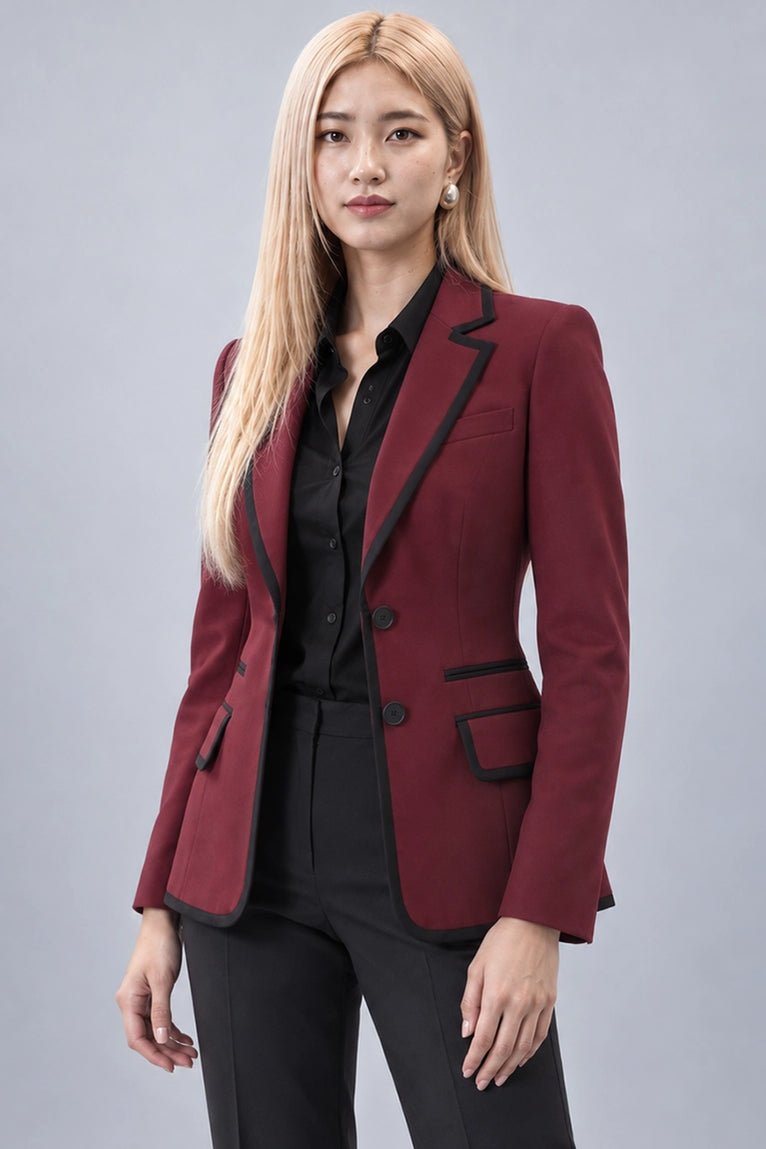 Shop Women's Maroon Notch Lapel 2 Piece Suit - Suit Heritage