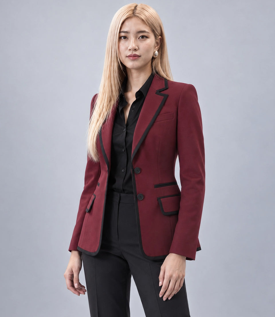 Shop Women's Maroon Notch Lapel 2 Piece Suit - Suit Heritage